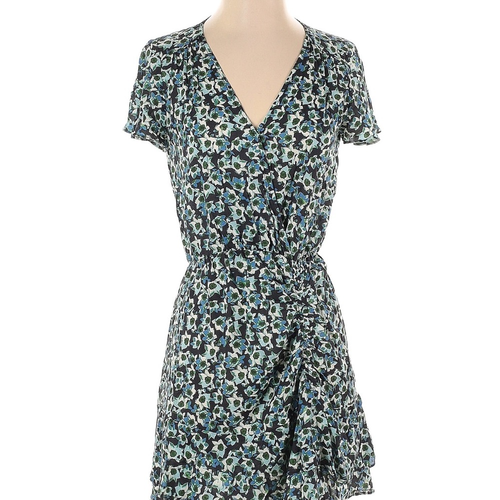 Floral Wrap Dress - Blue and Green